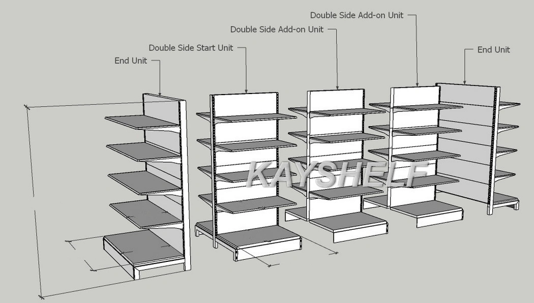 Wholesale Store Grocery Retail Shop Metal Gondola Shelving for Supermarket