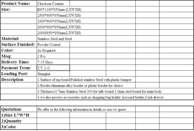 Cheap Electric of Grocery /Store/Supermarket Checkout Counter with Conveyor Belt