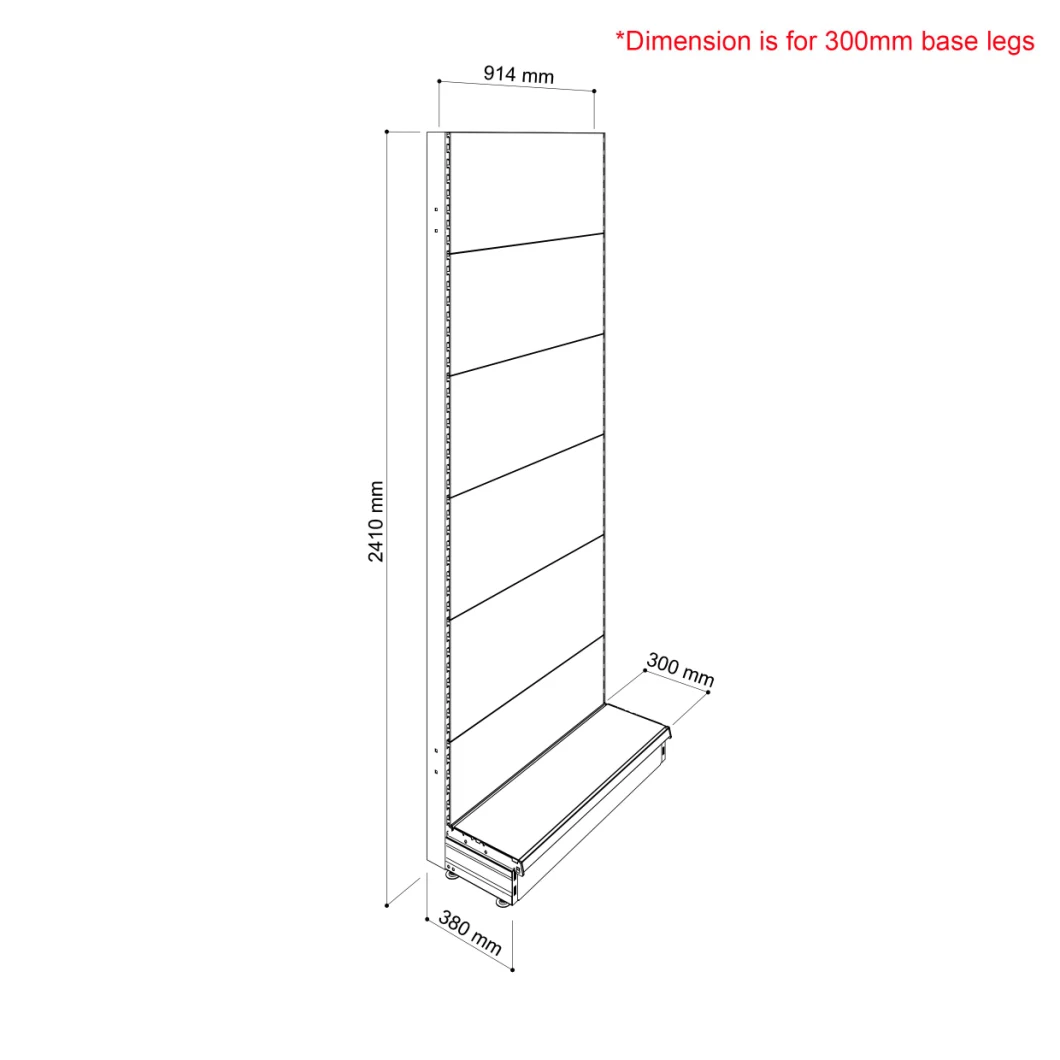 2400h Single-Sided Gondola Shelving Bay with Slatwall Back Panels