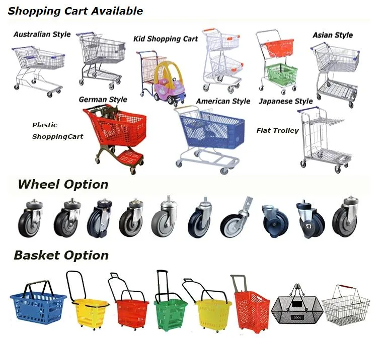 China Factory 150L Supermarket Shopping Trolley Cart USA Style Hand Trolley