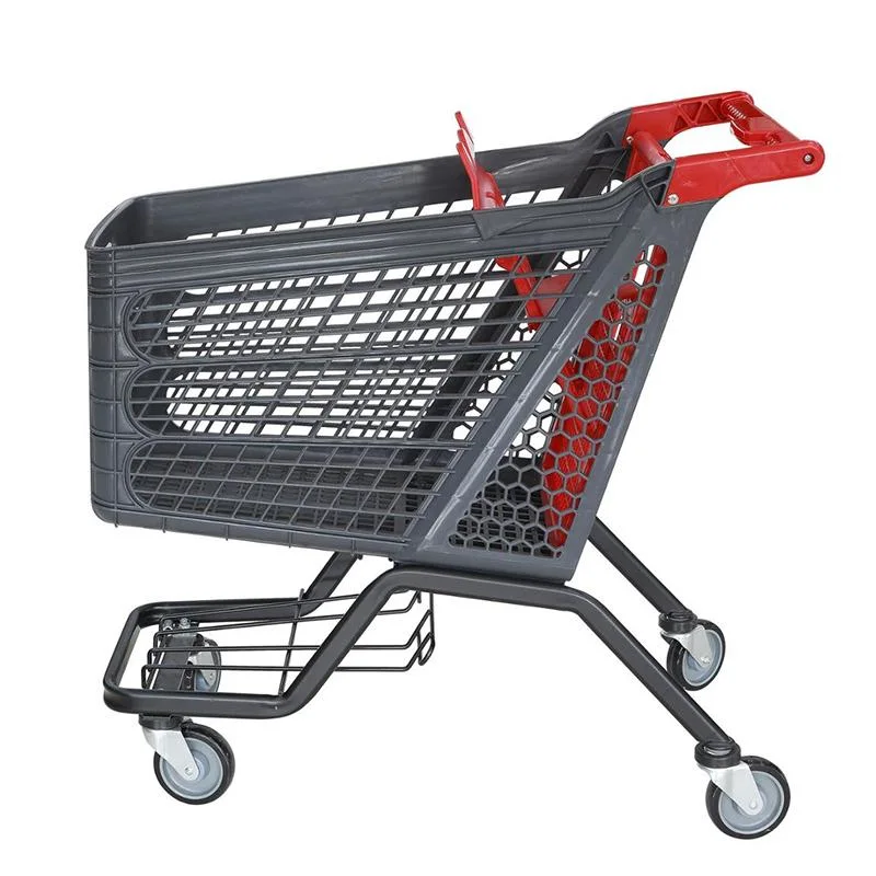 Factory Supplier Provide Hand Push Cart Supermarket Plastic Shopping Trolley