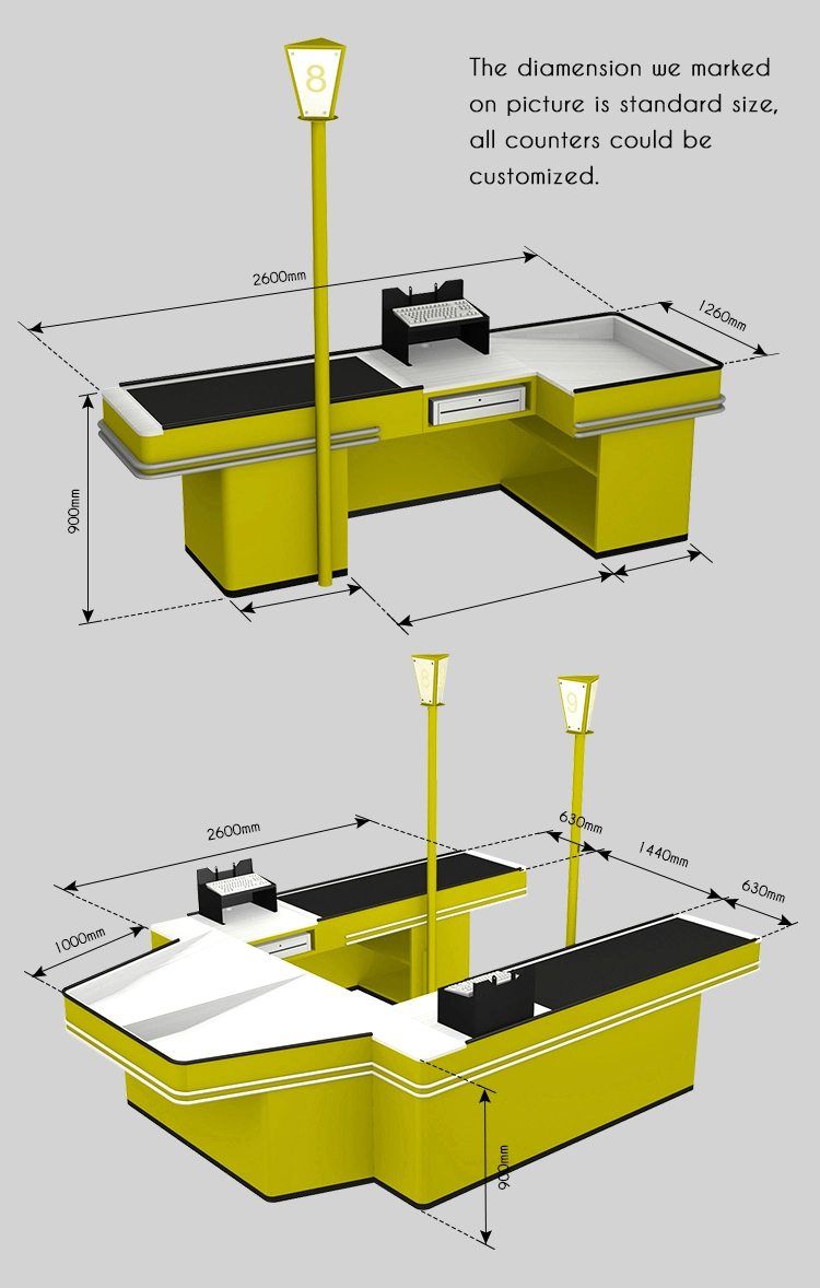 Supermarket Retail Equipment Checkout Counter with Conveyor Belt