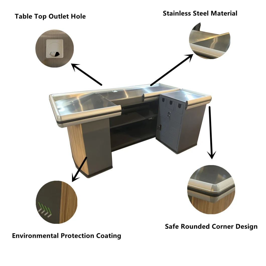 Stainless Steel Counter Top Checkout Counter with Large Slanting End