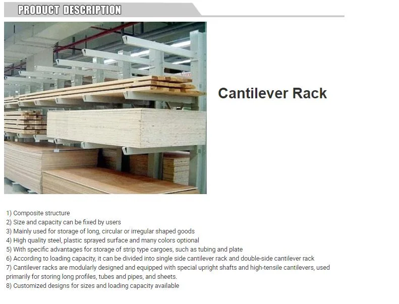 Single Side Plywood Storage Rack Cantilever Heavy Duty Racking System